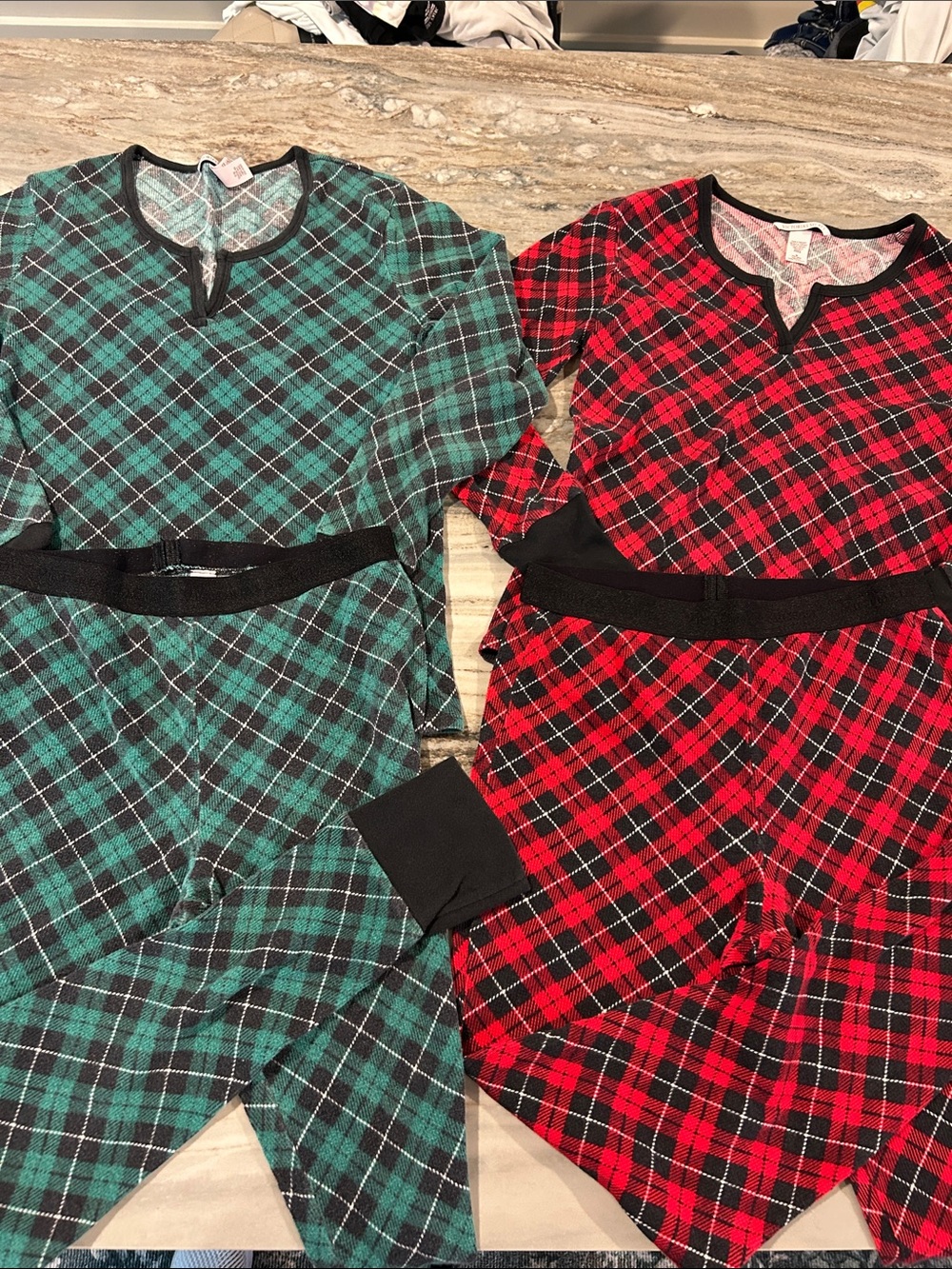 Victoria's Secret sexy PJs Plaid Pajama Sets - Teal & Red long sleeve comfy sz M